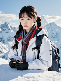 羽绒服雪山照片
