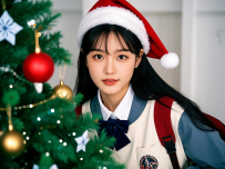 圣诞装扮的高中女生