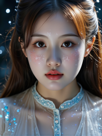 浅蓝色渐变眼影美女写真